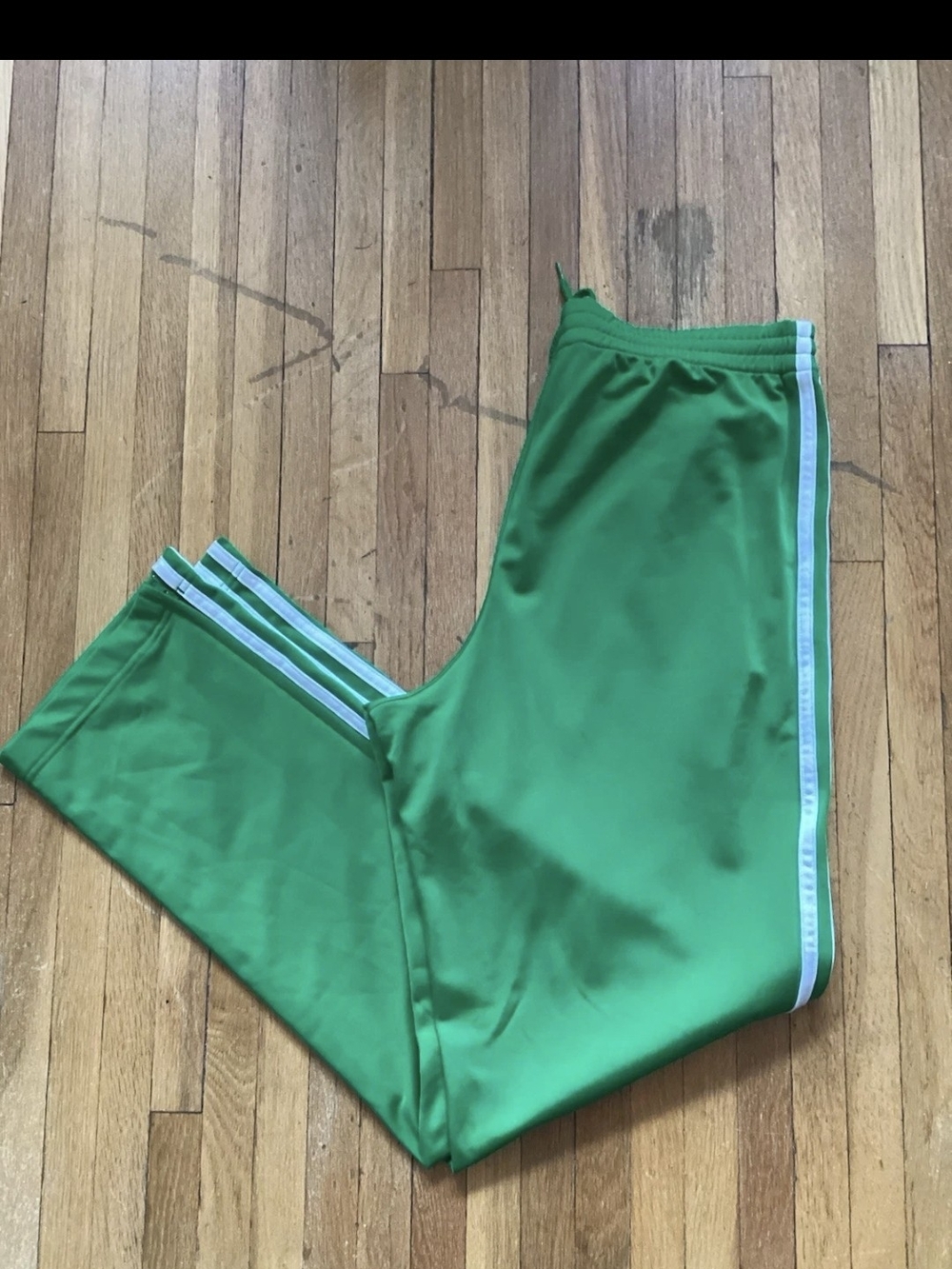 Adidas Men's Small (30-30) Green 3 Striped Track Pants,100% Polyester,MINT